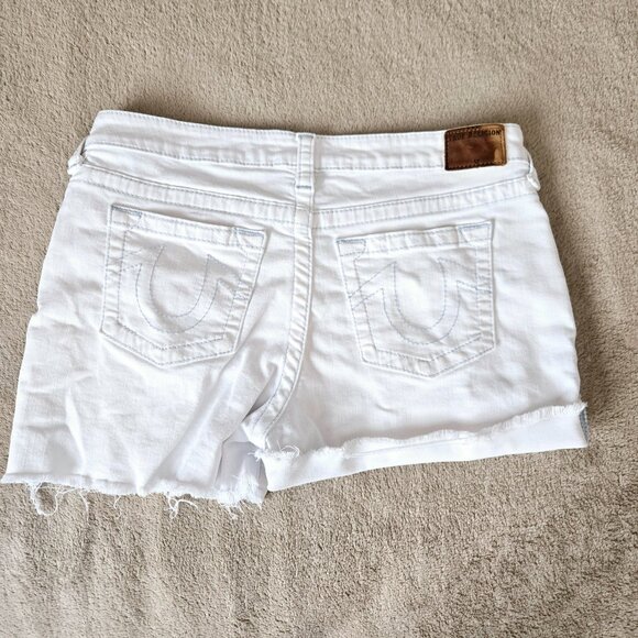 True Religion Girls Audrey White cut-off stretch Shorts, size 16 - Picture 2 of 14